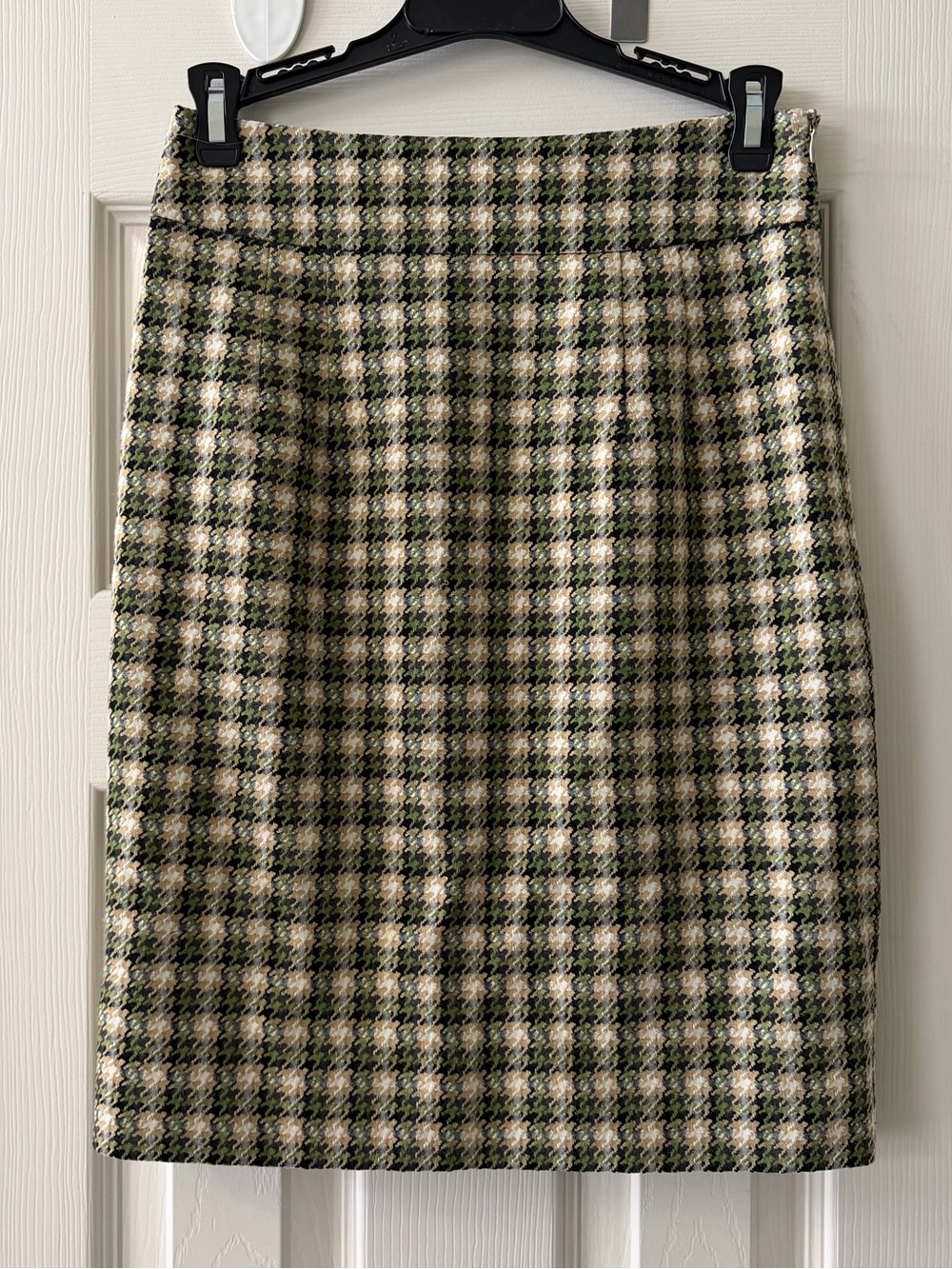 Vtg RED Valentino Green Houndstooth Wool Skirt 40